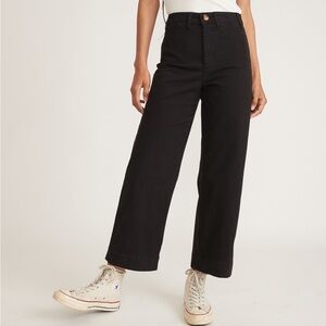 Marine Layer - High Waist Slim Fit Wide Leg Ankle Pants in Faded Black